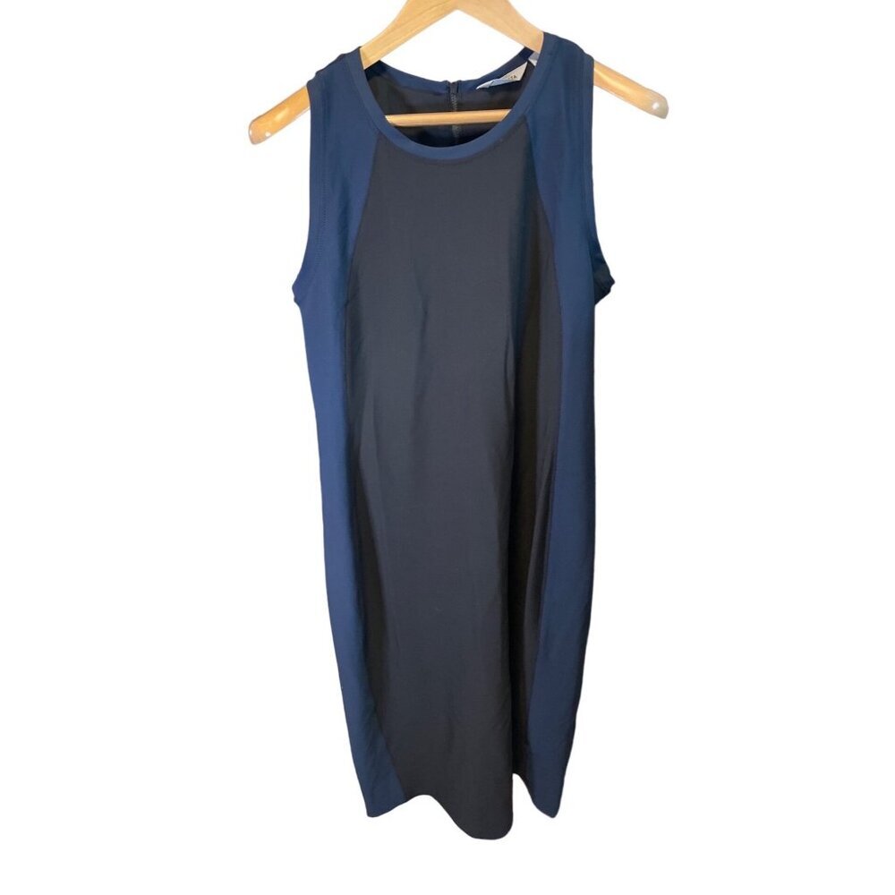 Athleta Blue Black Sleeveless Racerback Shift Dress Sz L